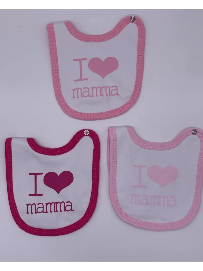 Vendita BAVETTA NEONATO I LOVE MAMMA COTONE TENERI BEBE'