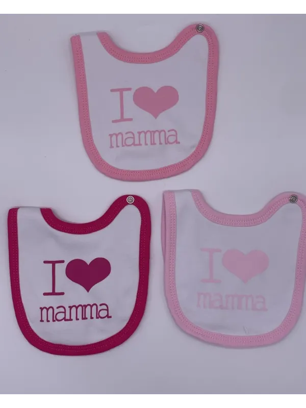 Vendita BAVETTA NEONATO I LOVE MAMMA COTONE TENERI BEBE'