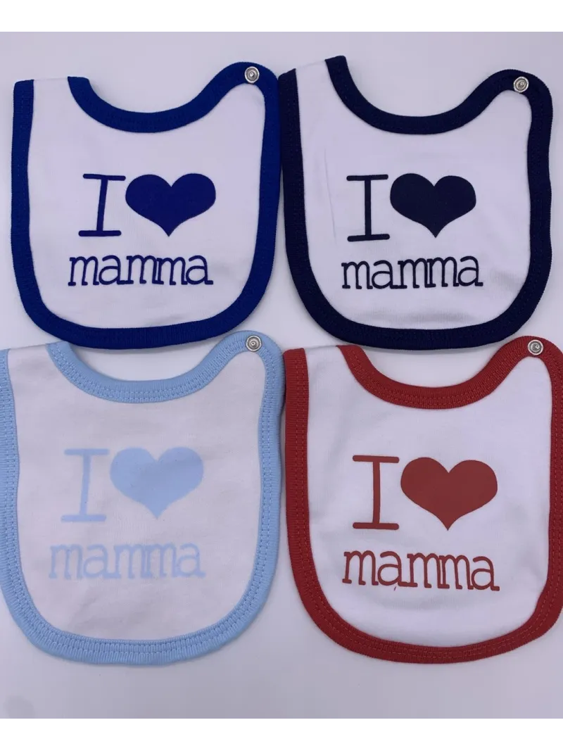 Vendita BAVETTA NEONATO I LOVE MAMMA COTONE TENERI BEBE'