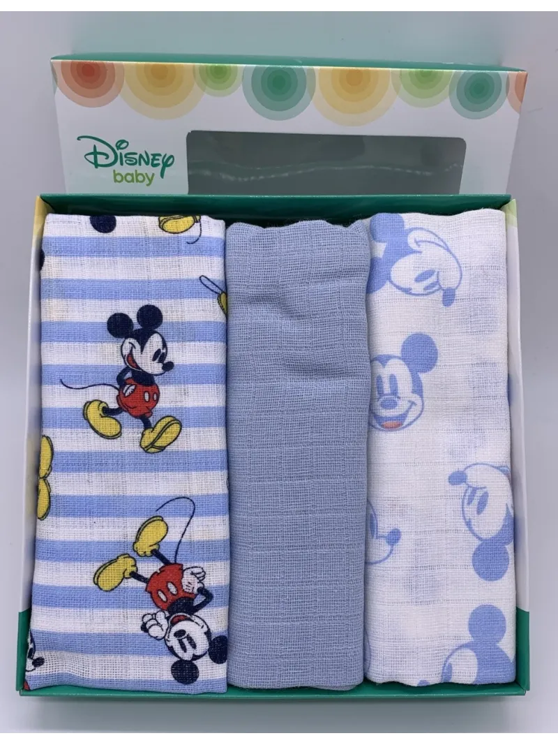 Vendita QUADRATI NEONATO COTONE GARZA DISNEY 3 PEZZI