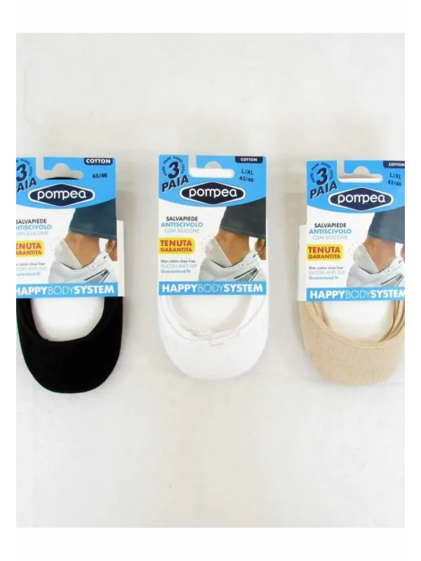 Vendita POMPEA CALZE SALVAPIEDE UNISEX CON SILICONE ANTISCIVOLO DONNA UOMO 3 PAIA