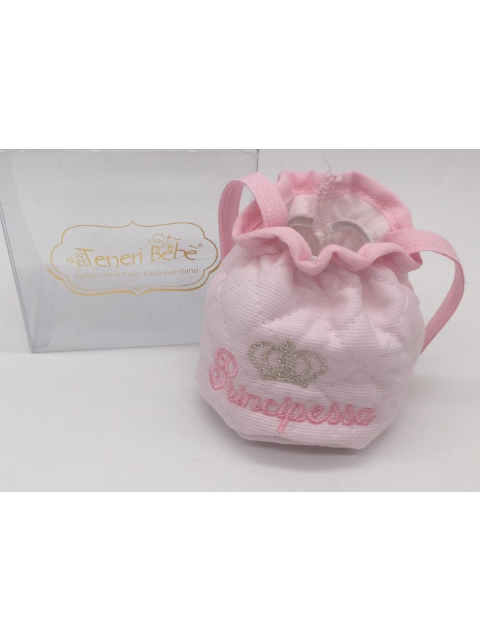 PORTA CIUCCIOTTO COTONE PRINCIPINO PRINCIPESSA MADE IN ITALY TENERI BEBE'