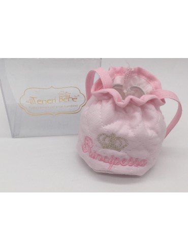 PORTA CIUCCIOTTO COTONE PRINCIPINO PRINCIPESSA MADE IN ITALY TENERI BEBE'