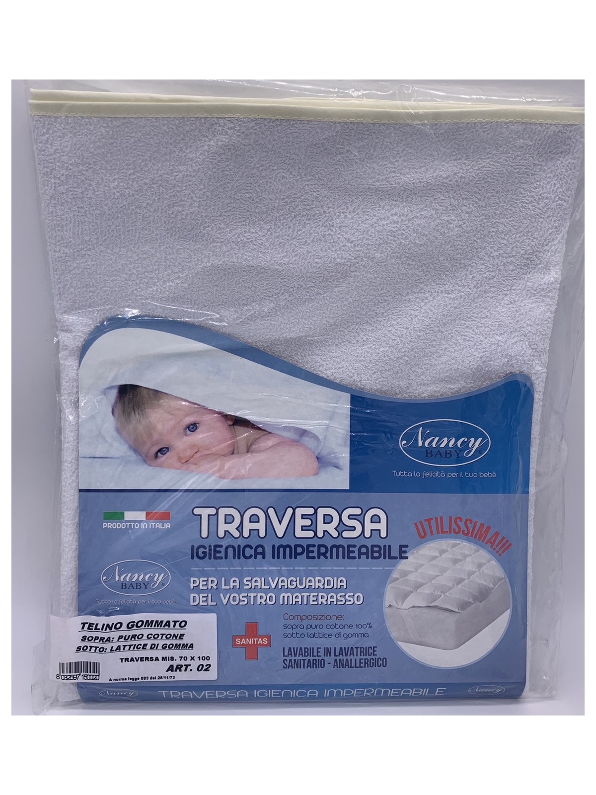 Vendita TRAVERSA IGIENICA IMPERMEABILE PVC CARROZZINO 70X100 NEONATO NANCY  BABY