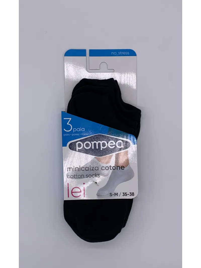 Vendita POMPEA Pack 3 Paia Fantasmini Unisex Uomo e Donna Blu Nero Bianco Cotone