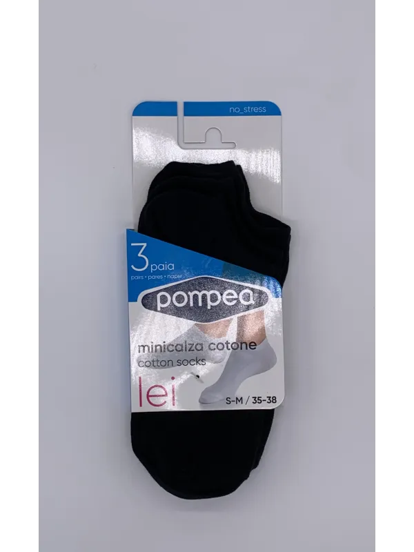 Vendita POMPEA Pack 3 Paia Fantasmini Unisex Uomo e Donna Blu Nero Bianco Cotone