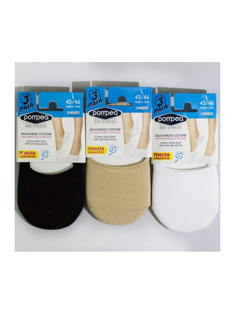 Vendita POMPEA CALZE SALVAPIEDE UNISEX CON SILICONE ANTISCIVOLO DONNA UOMO 3 PAIA