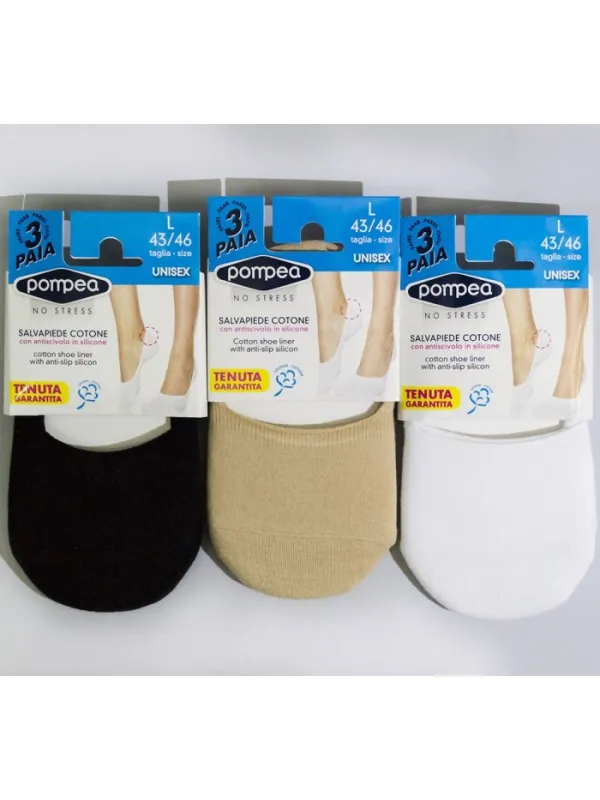 Vendita POMPEA CALZE SALVAPIEDE UNISEX CON SILICONE ANTISCIVOLO DONNA UOMO 3 PAIA