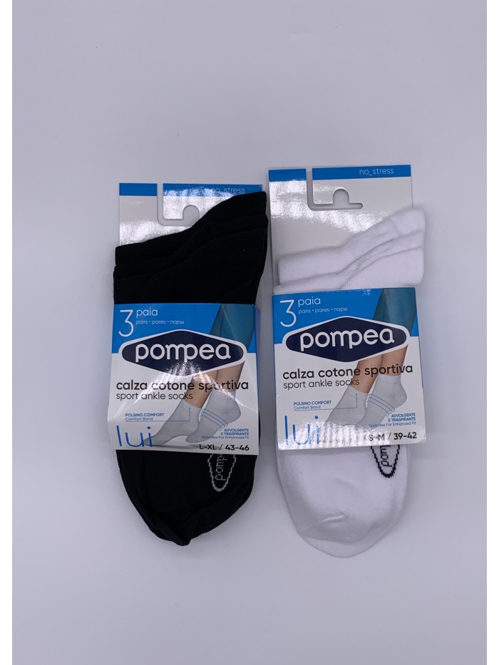 Vendita 3 PAIA CALZINI SPORTIVI POMPEA ART. BIKE SOCKS COTONE UNISEX UOMO E DONNA CALZA CALZE