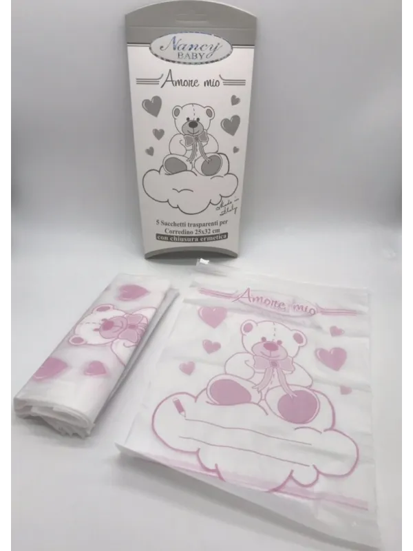 Acquista ora 5 SACCHETTI PVC TRASPARENTI CORREDINO CHIUSURA ERMETICA 25x32 NANCY BABY 555 su nonsolointimo1994.com