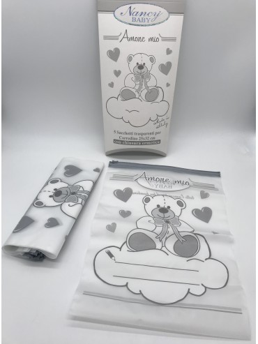 Acquista ora 5 SACCHETTI PVC TRASPARENTI CORREDINO CHIUSURA ERMETICA 25x32 NANCY BABY 555 su nonsolointimo1994.com