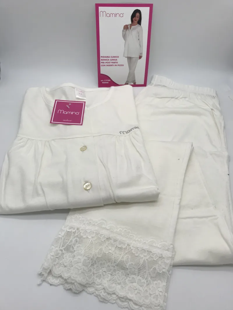 Acquista ora PIGIAMA DONNA MANICA LUNGA PRE-POST PARTO APERTO AVANTI MAMINA 100% COTONE 9184/02 su nonsolointimo1994.com