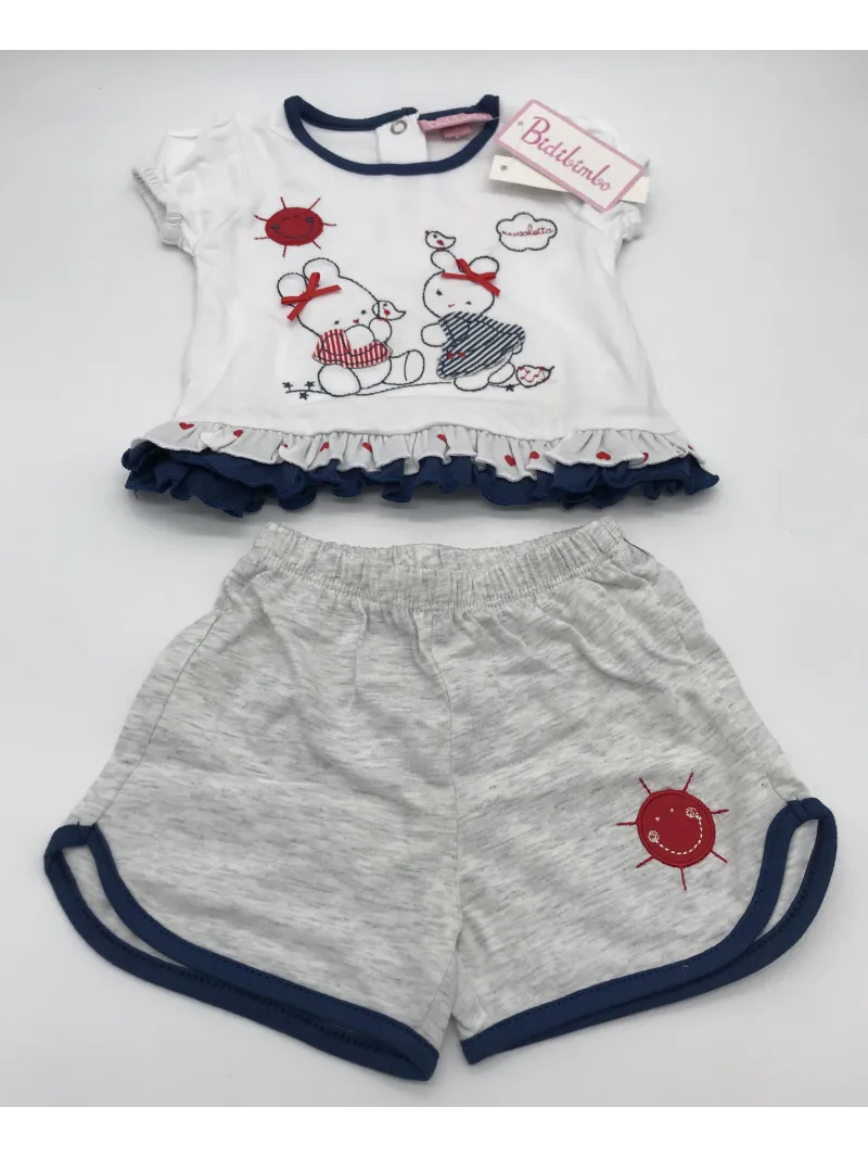 Vendita TUTINA DUE PEZZI CORTA NEONATO FEMMINA COTONE PASTELLO