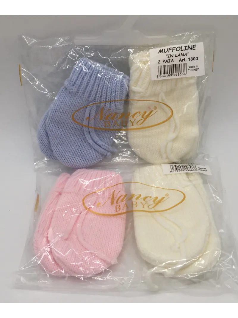 MUFFOLINE GUANTI LANA NEONATO NEONATA 2 PAIA NANCY BABY 1527