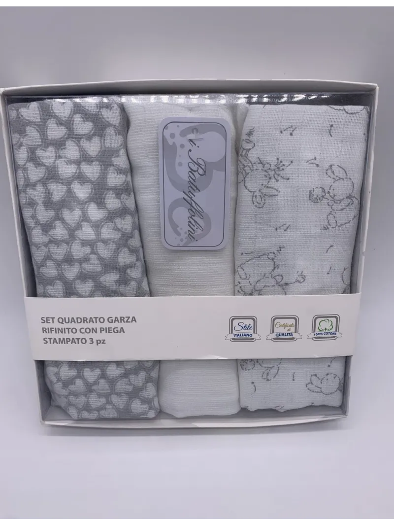 Vendita QUADRATI COTONE GARZA NEONATO 3 PEZZI MELANIE
