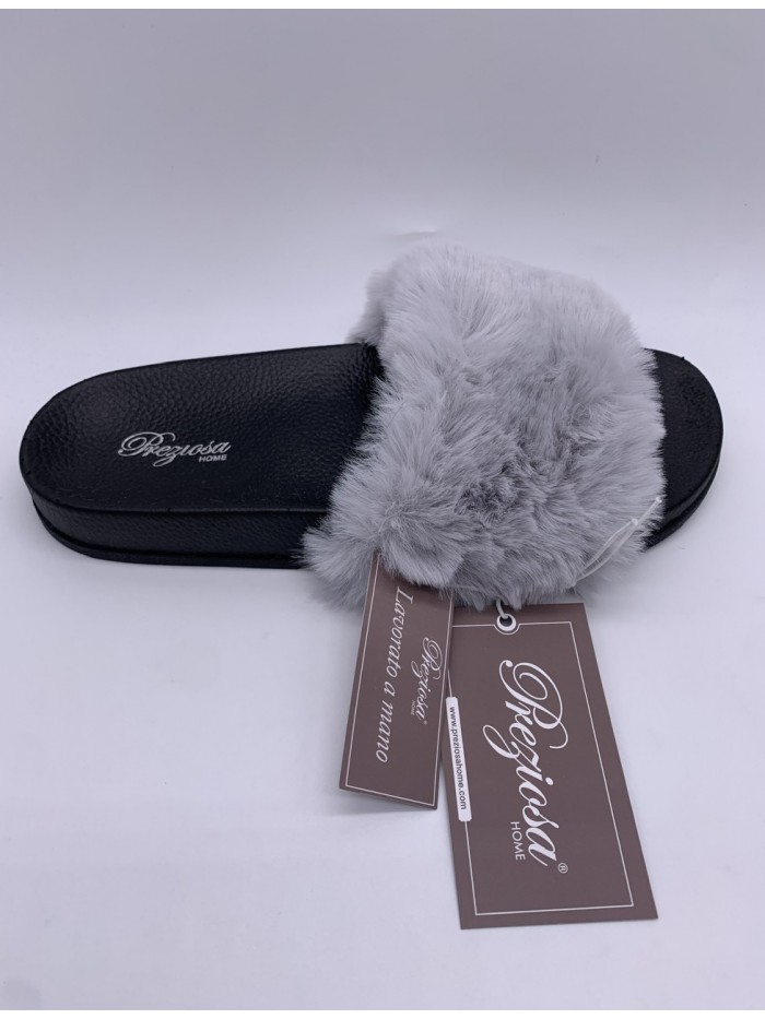 PANTOFOLA CIABATTA ANTISCIVIOLO DONNA PRIMAVERA ESTATE CON FASCIA IN PELLICCIA PREZIOSA 0039