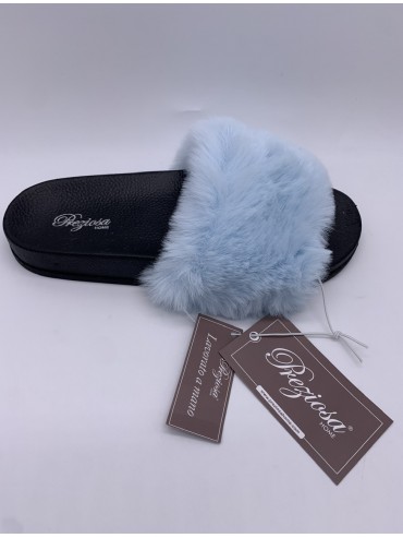PANTOFOLA CIABATTA ANTISCIVIOLO DONNA PRIMAVERA ESTATE CON FASCIA IN PELLICCIA PREZIOSA 0039