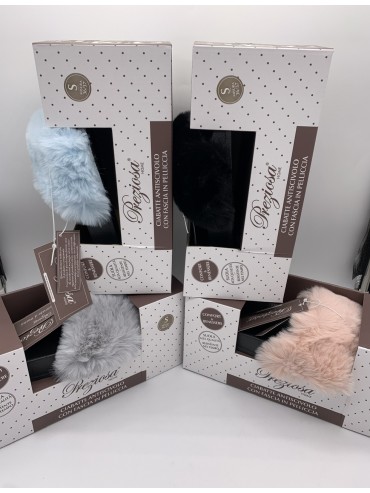 PANTOFOLA CIABATTA ANTISCIVIOLO DONNA PRIMAVERA ESTATE CON FASCIA IN PELLICCIA PREZIOSA 0039