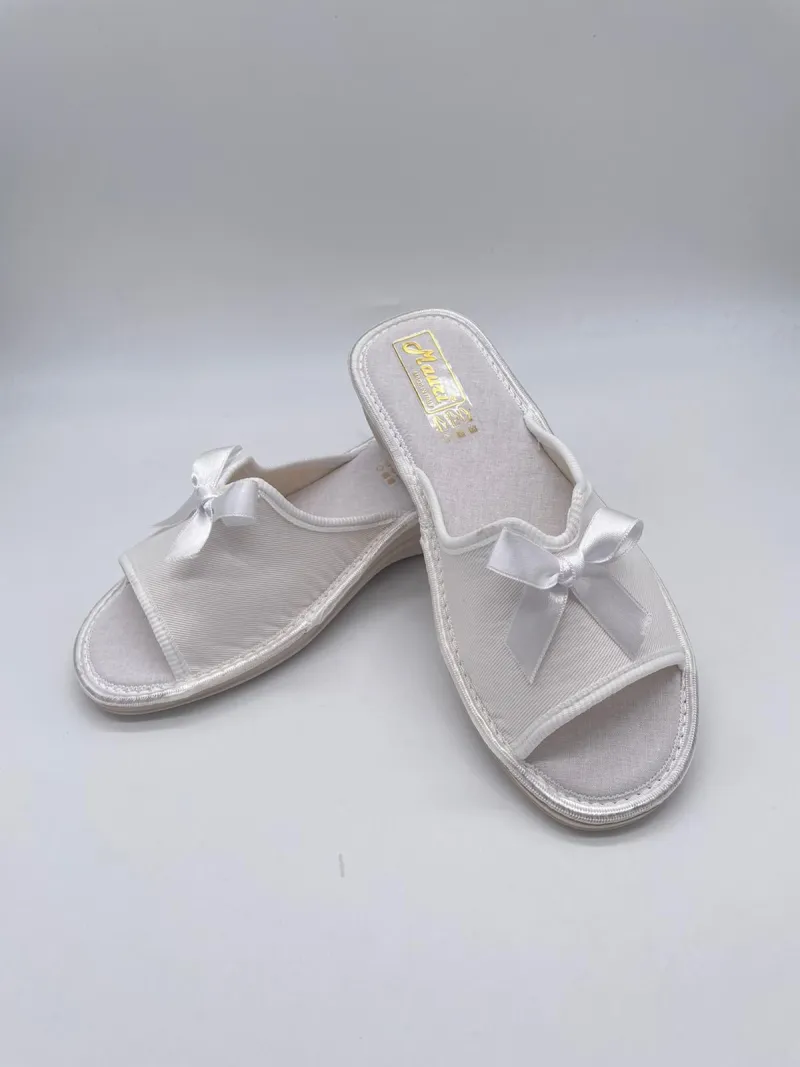Acquista ora PANTOFOLA CIABATTA DONNA PRIMAVERA ESTATE IN STOFFA E RASO PER SPOSA E PER PARTO MADE IN ITALY MAURI by AXA SHOES 5