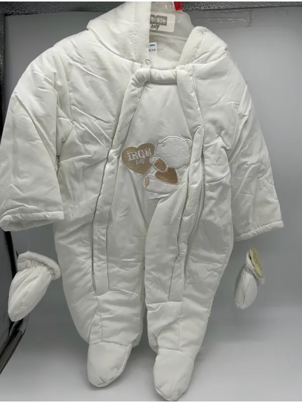 ESKIMO BABY FELPATO NEONATO NEONATA UNISEX CON GUANTI E CAPPUCCIO IRGE 107