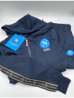 TUTA UNISEX UOMO DONNA FELPA FULL ZIP CON CAPPUCCIO MANICA LUNGA ZERO&CO. SSC NAPOLI CNF501A