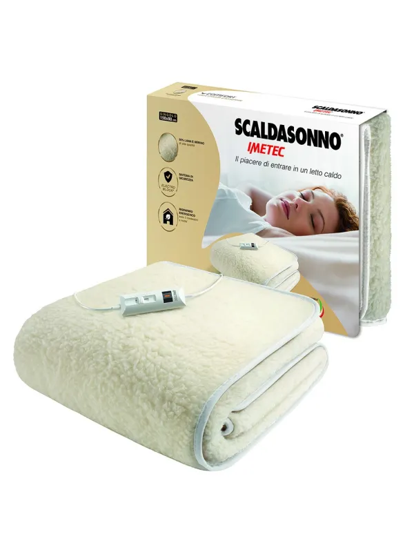 SCALDASONNO ELETTRICO CLASSIC 50% LANA E MERINOS LETTO SINGOLO 150x80cm made in italy IMETEC 16278
